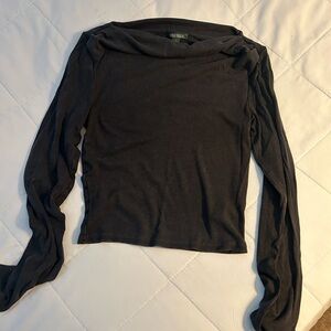 Wild Fable Black Fitted Long Sleeve Blouse